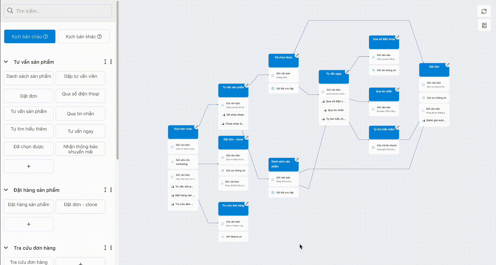 tạo chatbot bằng cách kéo thả