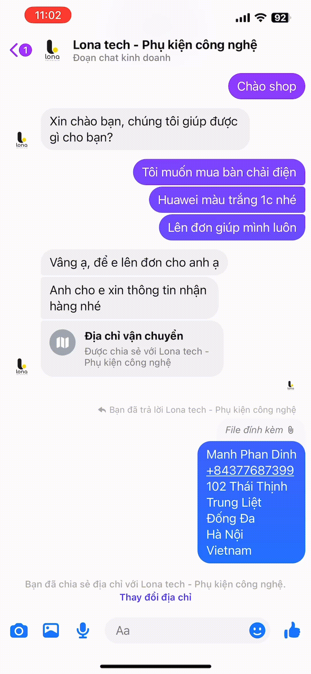 Tự động xin đánh giá sau mua hàng